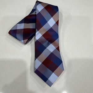 tommy hilfiger tie Red Blue 100% Silk Octagon